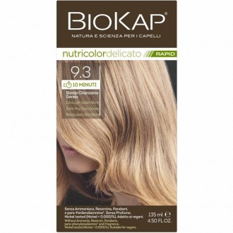 BIOKAP Barva na vlasy NUTRICOLOR Delicato RAPID Extra světlý zlatý blond 9.3