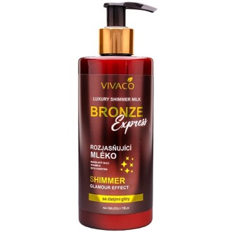 VIVACO BRONZE Express Rozjasňující tělové mléko se zlatými glitry 300ml